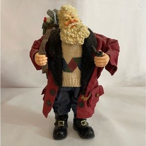 Fabric Mache Golfing Santa Claus Figurine
